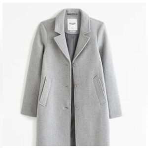 Abercrombie & Fitch Wool Blend Dad Coat, Grey, Large